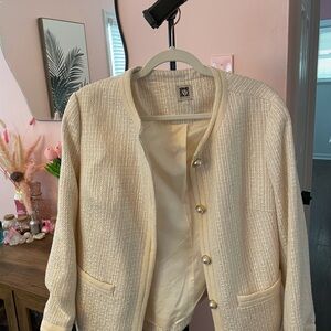 Anne Klein Cream Blazer Textured Knit
